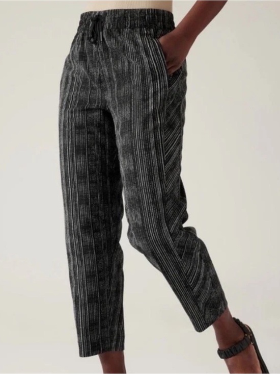 Athleta Pants - Athleta Arrival Pant Amara Stripe Black White Ankle High Rise Utility Jogger 6P